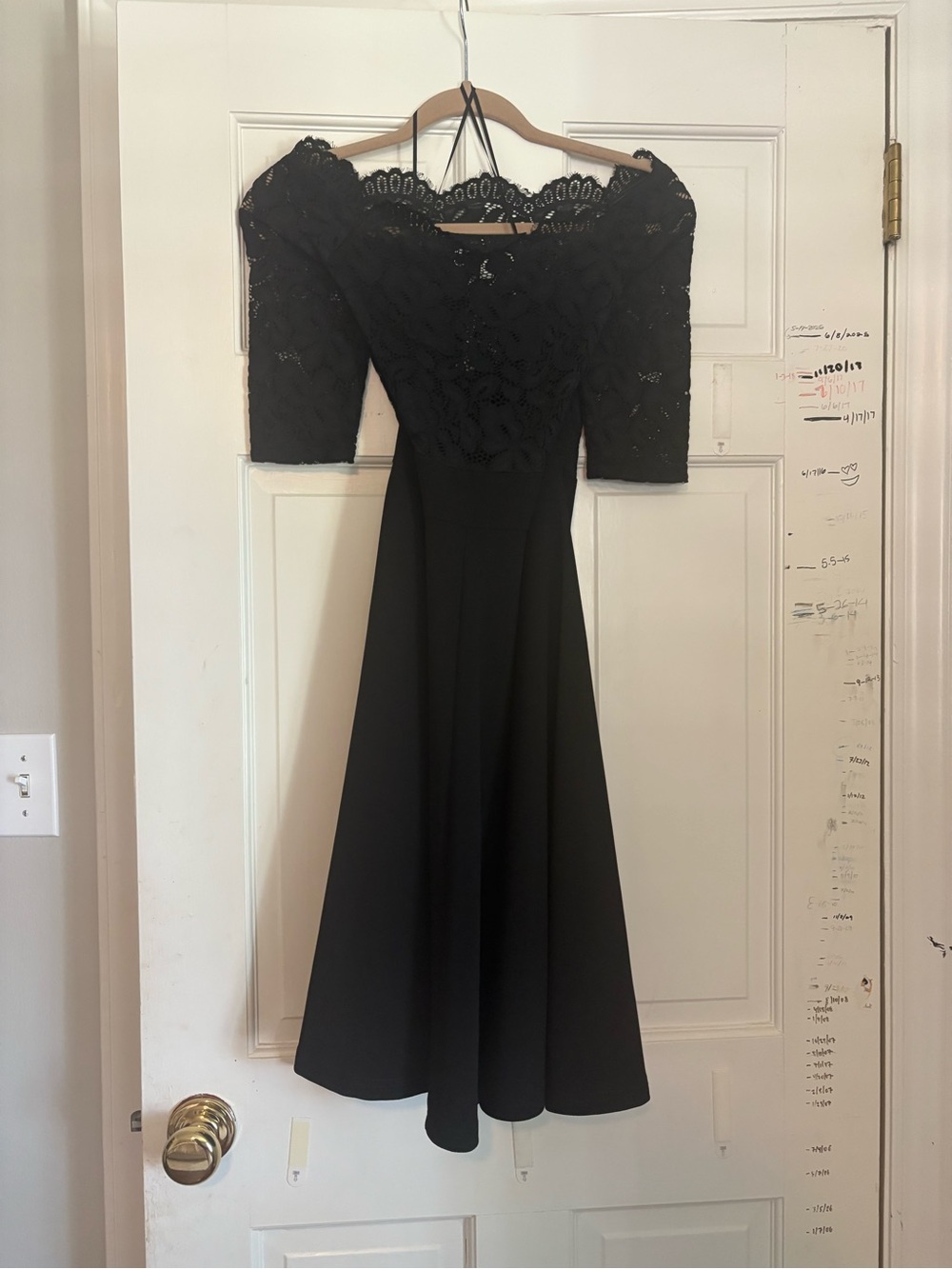 Black Lace Off-Shoulder Midi Dress MissMNY